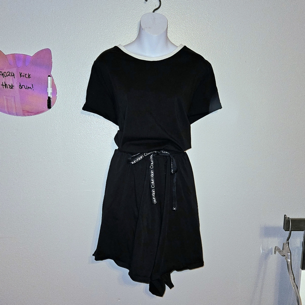 Calvin Klein Black White Shorts Romper Plus Size 2X Jumper Jumpsuit NWOT